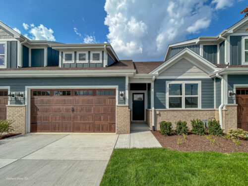 Exterior front of The Dogwood townhome in Steeple Bend in Evergreen Park built by Flaherty Builders.